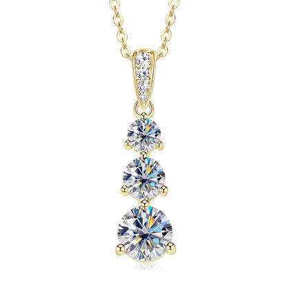 RAPRGOLD GRA Certified Round Moissanite Drop Pendant Necklace for Women S925 Sterling Silver Chains Wedding Neck Jewelry Gifts - Brileon