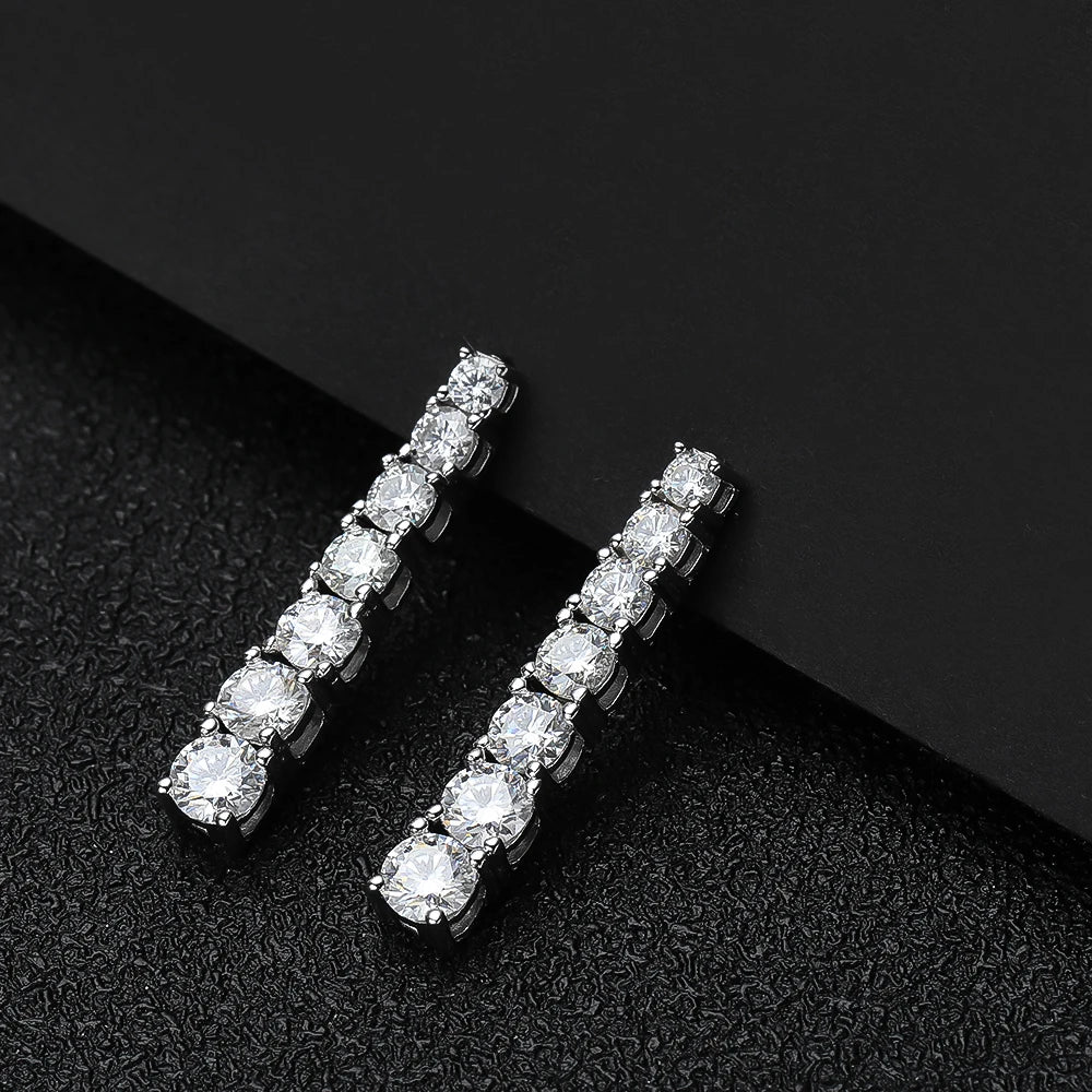 Brileon Luminara Moissanite Pendant Earrings – 18K White Gold Plated S925 - Brileon