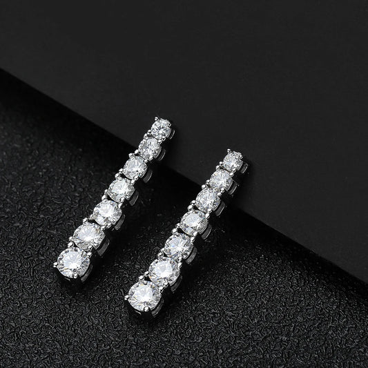 Brileon Luminara Moissanite Pendant Earrings – 18K White Gold Plated S925 - Brileon