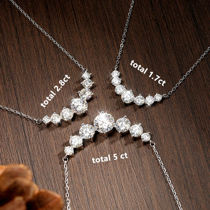 Brileon Radiant Grace Moissanite Necklace – 18K White Gold Plated S925 - Brileon