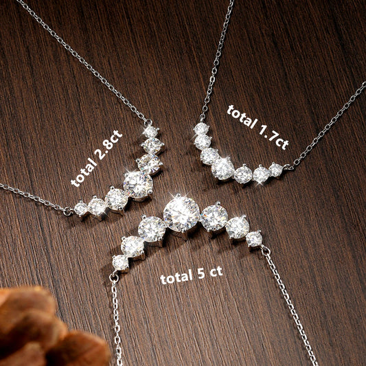 Brileon Radiant Grace Moissanite Necklace – 18K White Gold Plated S925 - Brileon