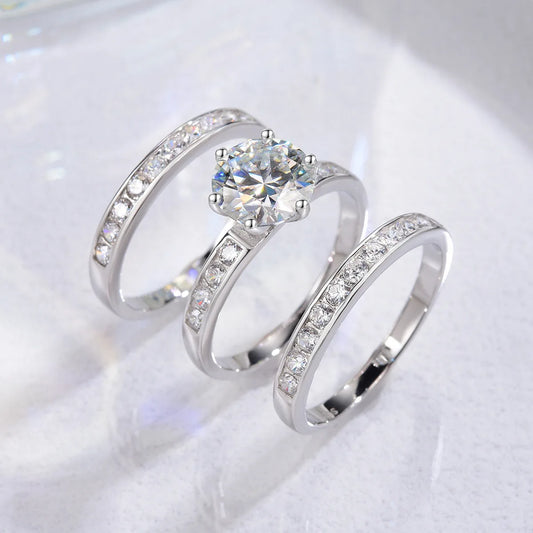 Brileon Evynora Triple Moissanite Ring Set - Brileon