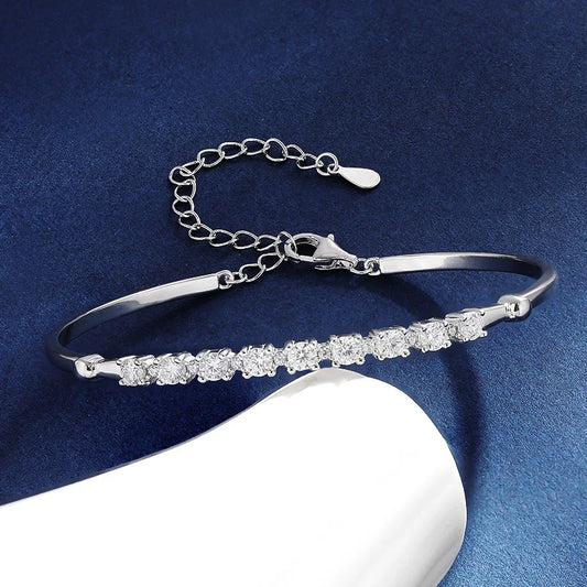TBCYD 3mm Moissanite Diamond Bracelet Bangle For Women S925 Sterling Silver  Luxury Wedding Party Fine Hand Chain Jewelry Gift - Brileon