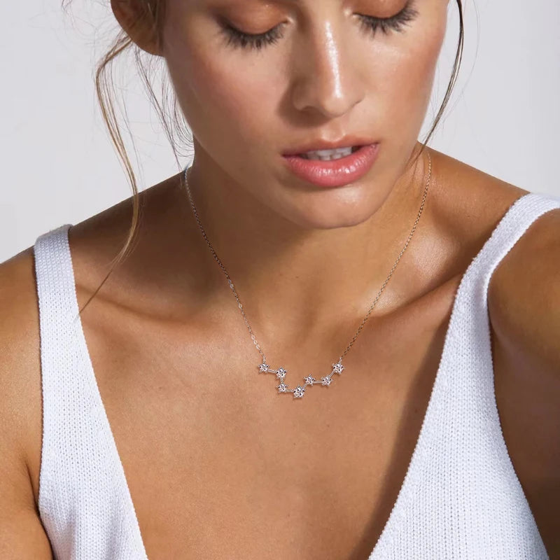 RAPRGOLD D Color GRA Certified Moissanite Big Dipper Pendant Necklaces S925 Sterling Silver Women's Jewelry Chains for Wedding - Brileon