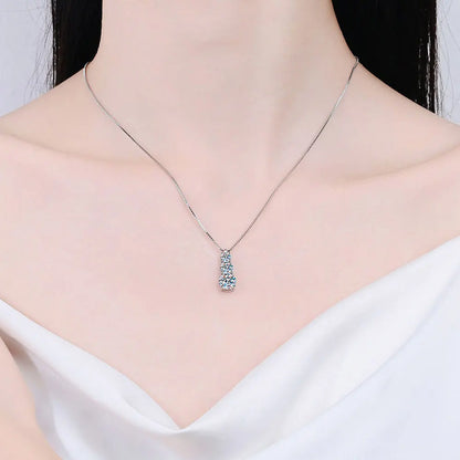 Brileon Lumina Moissanite Diamond Necklace – 18K White Gold Plated S925 - Brileon