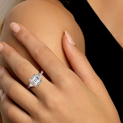 Brileon Elvéra 5CT Emerald Moissanite Ring - Brileon