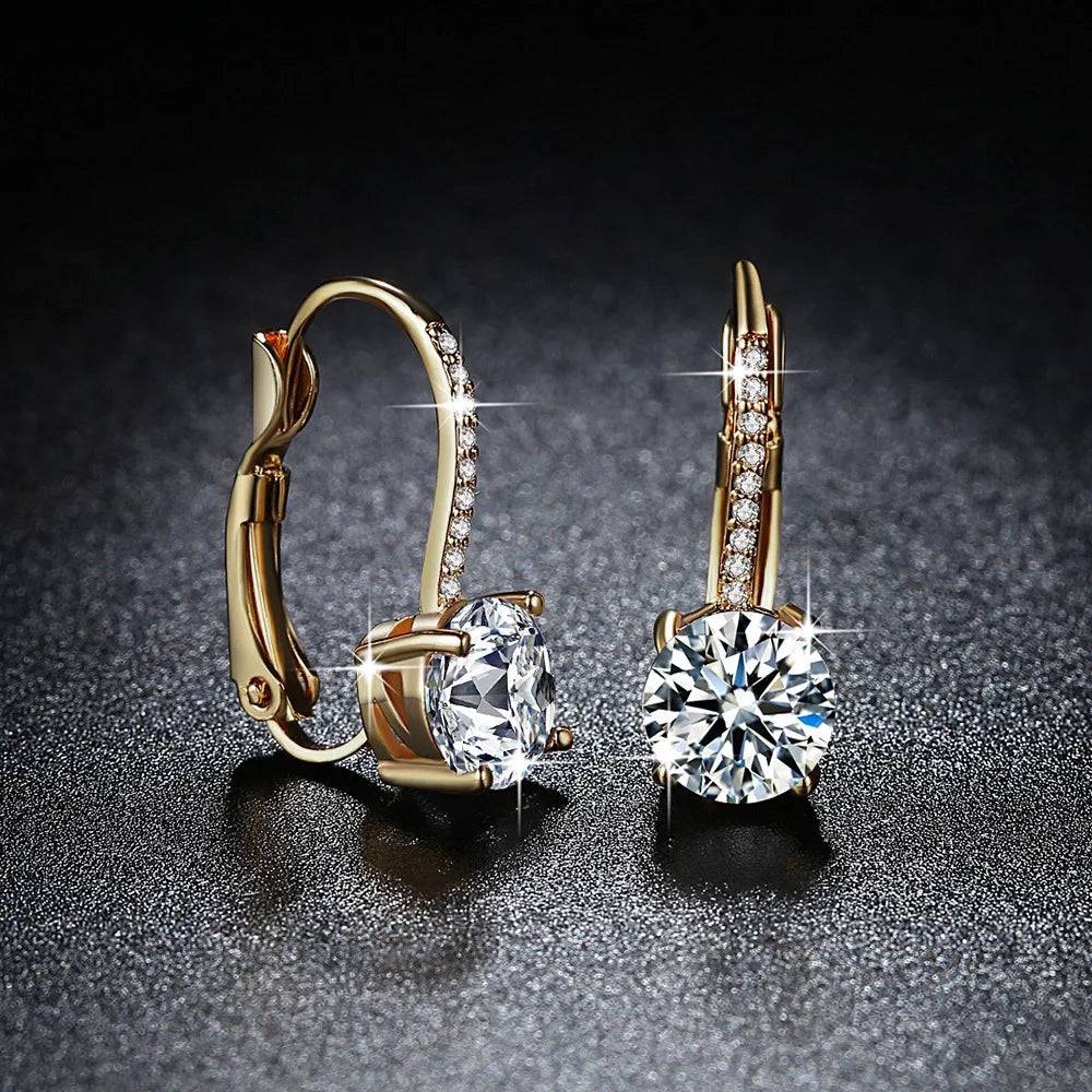 Trendy 14K Gold Plated Earrings 2023 Silver Hoops 925 Dangle Earrings for Women Lever Back Moissanite Earring Drop Girls Jewelry - Brileon