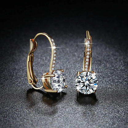Trendy 14K Gold Plated Earrings 2023 Silver Hoops 925 Dangle Earrings for Women Lever Back Moissanite Earring Drop Girls Jewelry - Brileon