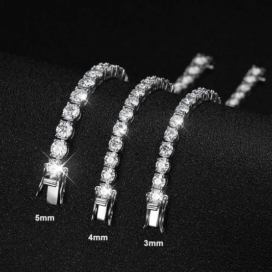 Brileon Radiance Moissanite Tennis Bracelet – 18K White Gold Plated S927 - Brileon