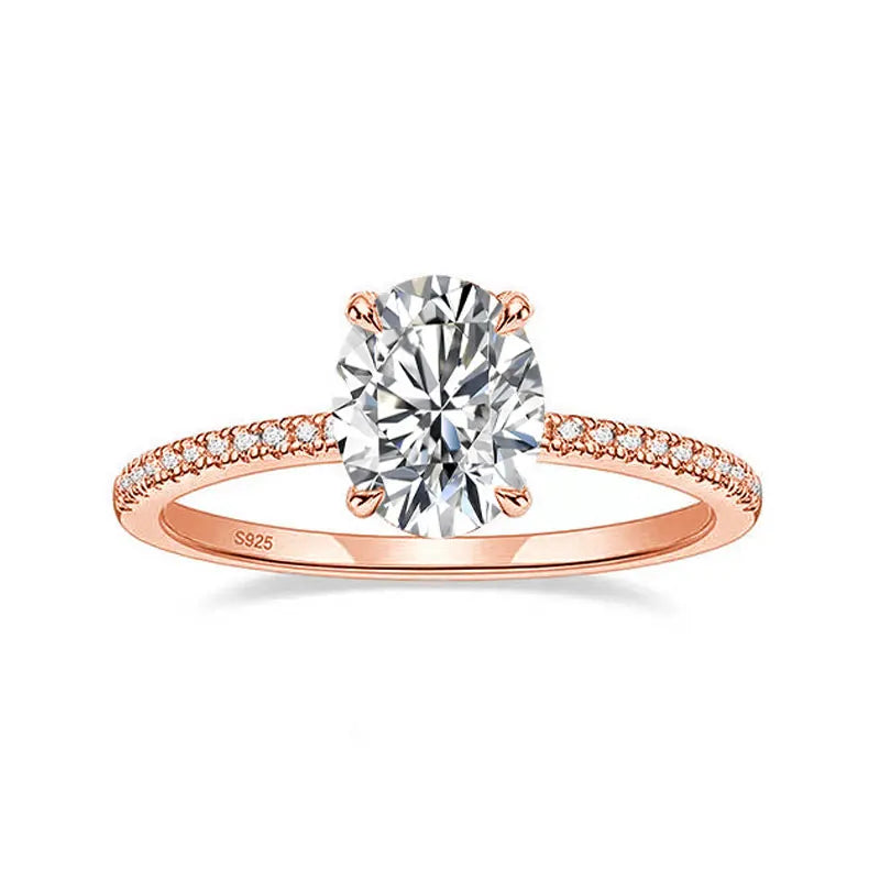 Brileon Elegance Oval Moissanite Ring – 18K White Gold Plated S925 - Brileon
