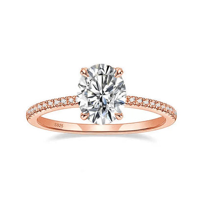 Brileon Elegance Oval Moissanite Ring – 18K White Gold Plated S925 - Brileon