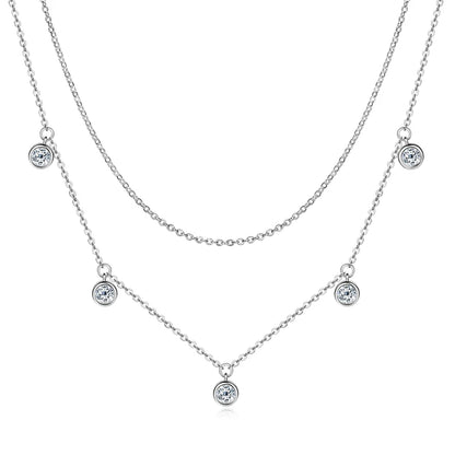 Brileon Celestelle Moissanite Double Layer Pendant Necklace - Brileon