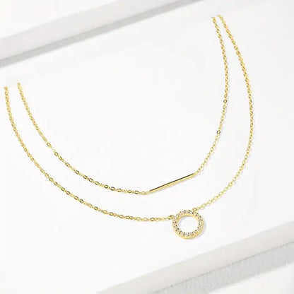 RAPRGOLD Moissanite Loop Pendant Necklace for Women 925 Sterling Silver Double Layer Clavicle Chain Necklaces Fine Jewelry Gifts - Brileon