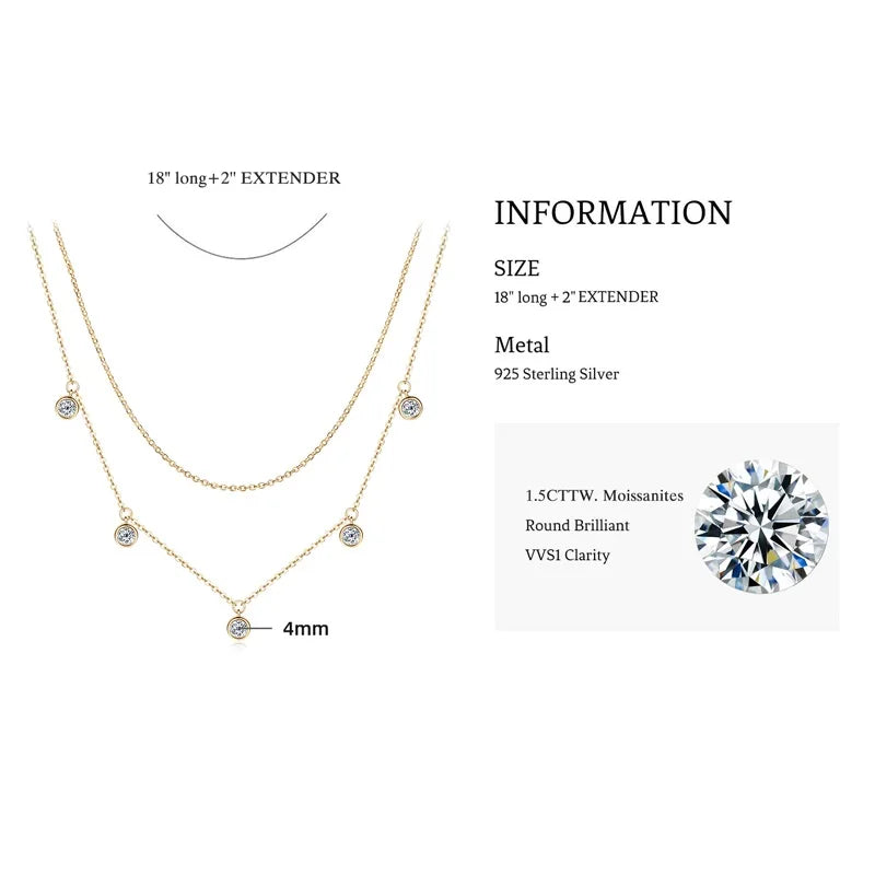 Brileon Celestelle Moissanite Double Layer Pendant Necklace - Brileon