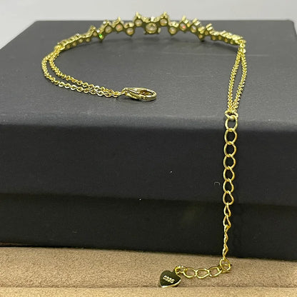 Lnngy Moissanite Bracelet With Certificate 925 Sterling Silver Adjustable Double Chain Bracelets for Women Wedding Jewelry Gift - Brileon