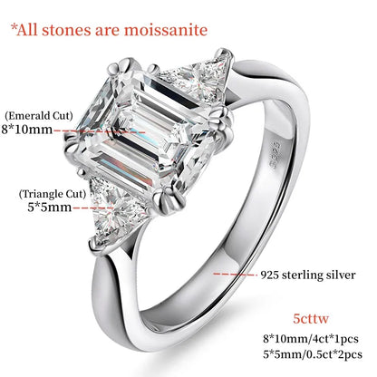Brileon Elvéra 5CT Emerald Moissanite Ring - Brileon