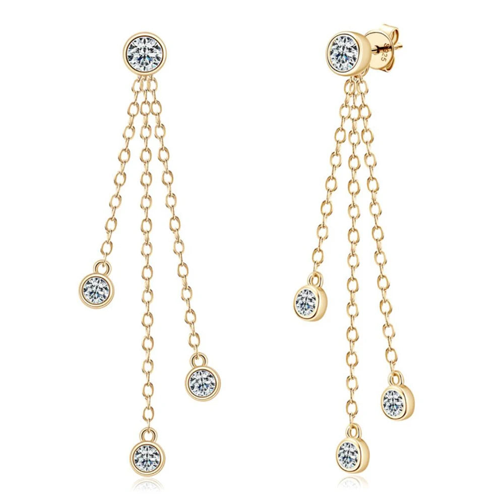 Brileon Seraphina™ Moissanite Tassel Drop Earrings - Brileon