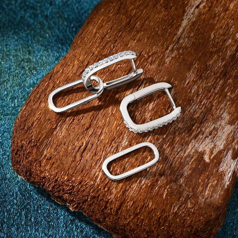 Brileon Moissanite Paperclip Hoop Earrings - Brileon