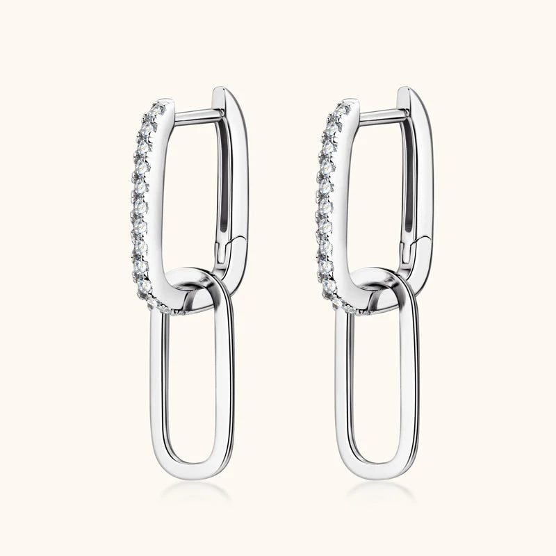 Brileon Moissanite Paperclip Hoop Earrings - Brileon