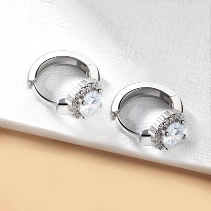 Serenty 2ct D Color Moissanite Hoop Earrings For Women Wedding Bridal S925 Sterling Silver Couples Stud Earring Anniversary Gift - Brileon