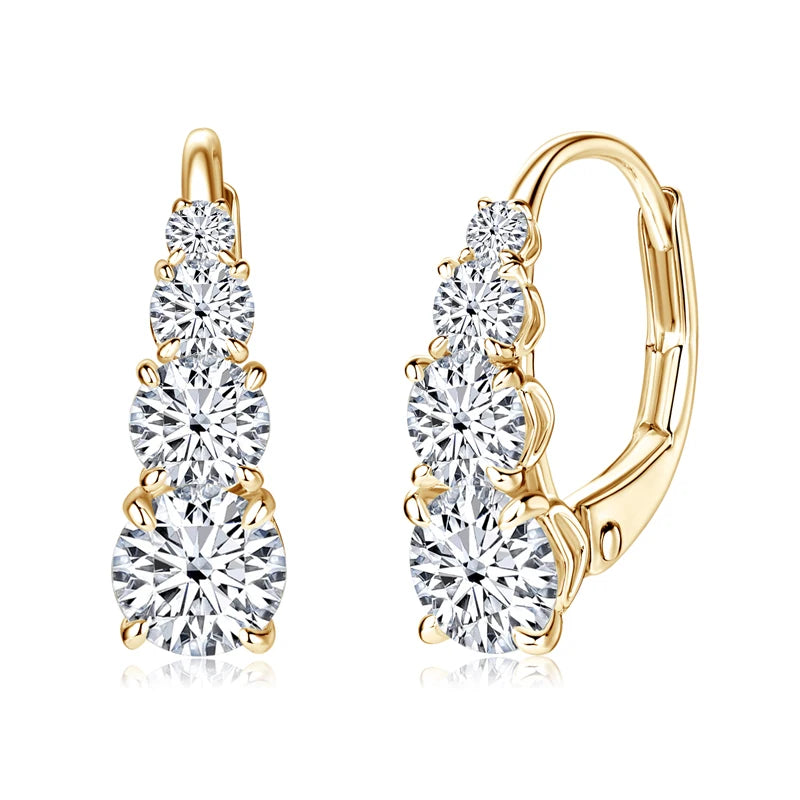 Brileon Celestara Vintage Moissanite Hoop Clip Earrings – 1.86CT, 925 Sterling Silver - Brileon