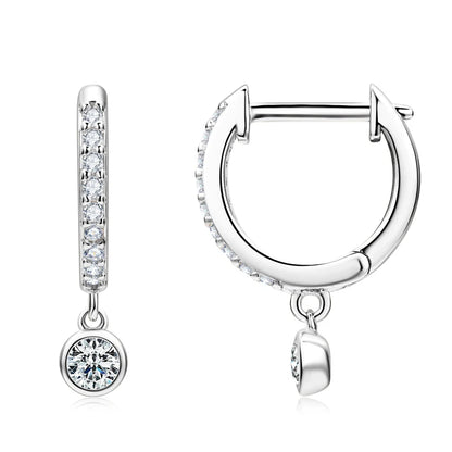 RAPRGOLD GRA Certified Round Moissanite Hoop Earrings for Women 925 Sterling Silver Huggie Earring Fine Jewelry Gifts Pendientes - Brileon
