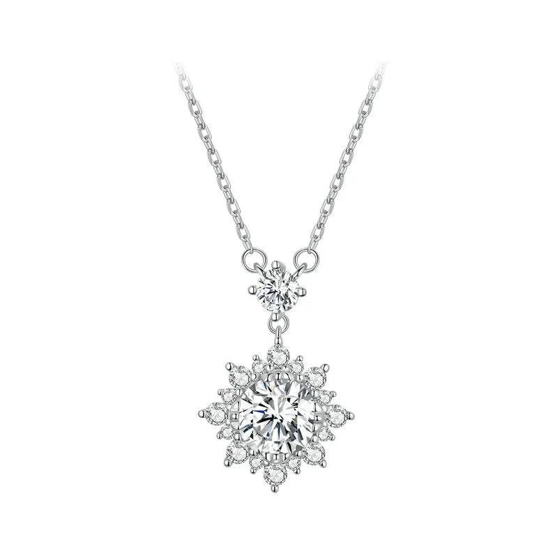 BAMOER Moissanite Halo Necklace for Women, 1 Carat Lab Grown Diamond 925 Sterling Silver Chain Necklace - Brileon