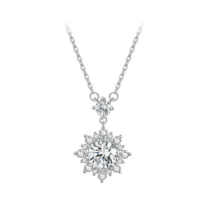 BAMOER Moissanite Halo Necklace for Women, 1 Carat Lab Grown Diamond 925 Sterling Silver Chain Necklace - Brileon