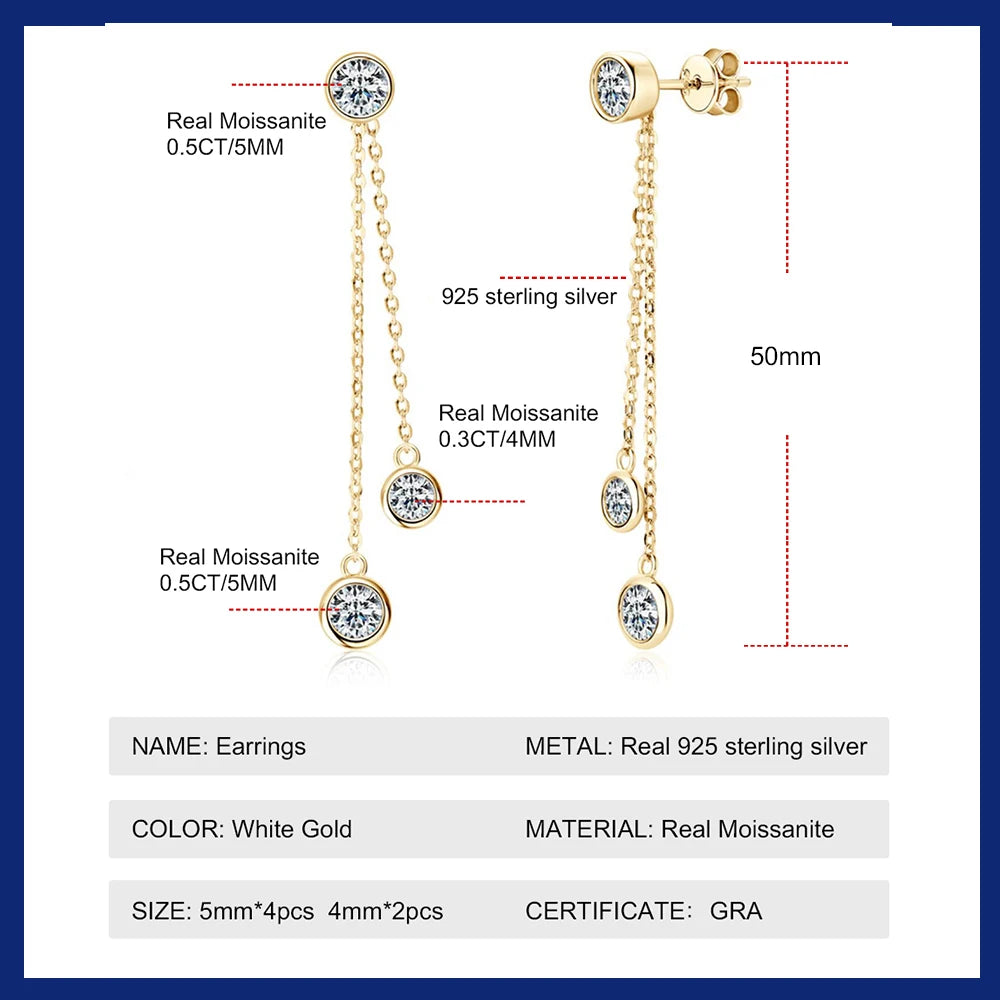Brileon Seraphina™ Moissanite Tassel Drop Earrings - Brileon