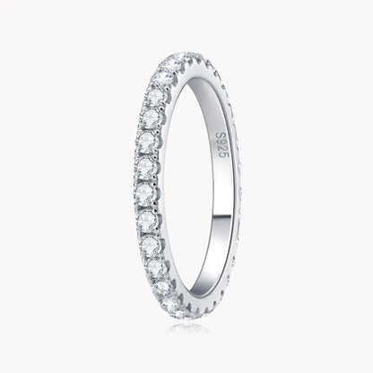 Brileon Eternal Spark Moissanite Eternity Band – 18K White Gold Plated S925 - Brileon