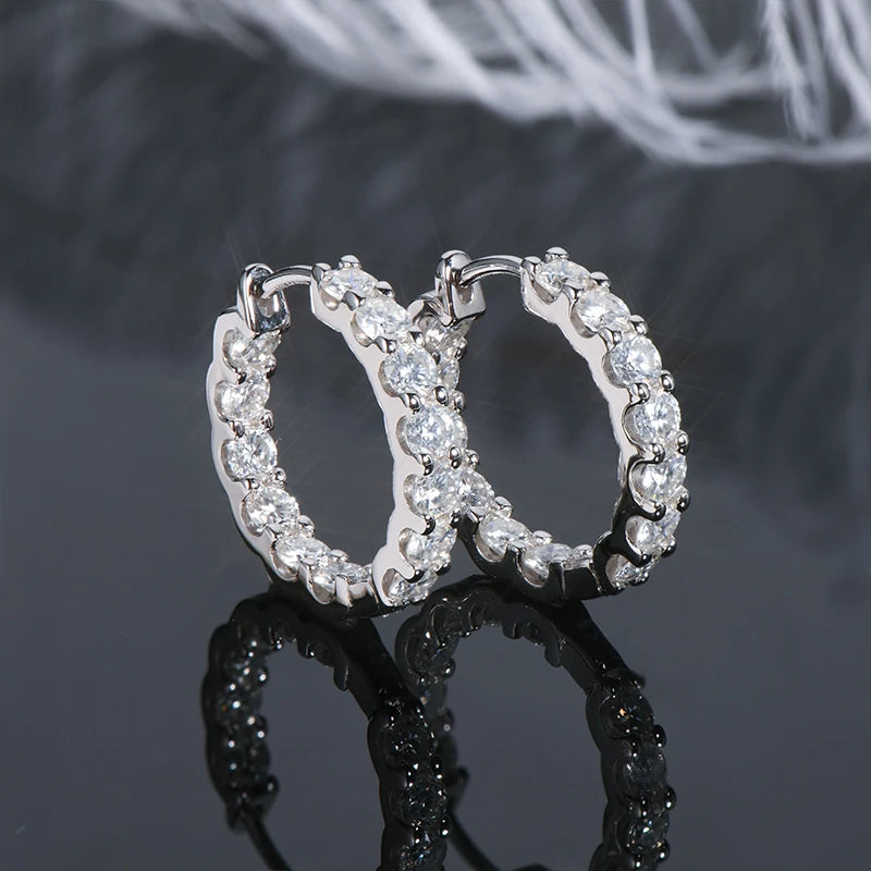 Brileon Classic Sparkle Hoop Moissanite Earrings - Brileon