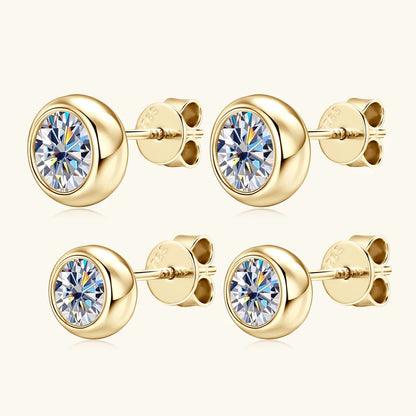RAPRGOLD Round Moissanite Exquisite Stud Earring for Women S925 Sterling Silver Piercing Earrings Fine Jewelry Gifts Pendientes - Brileon