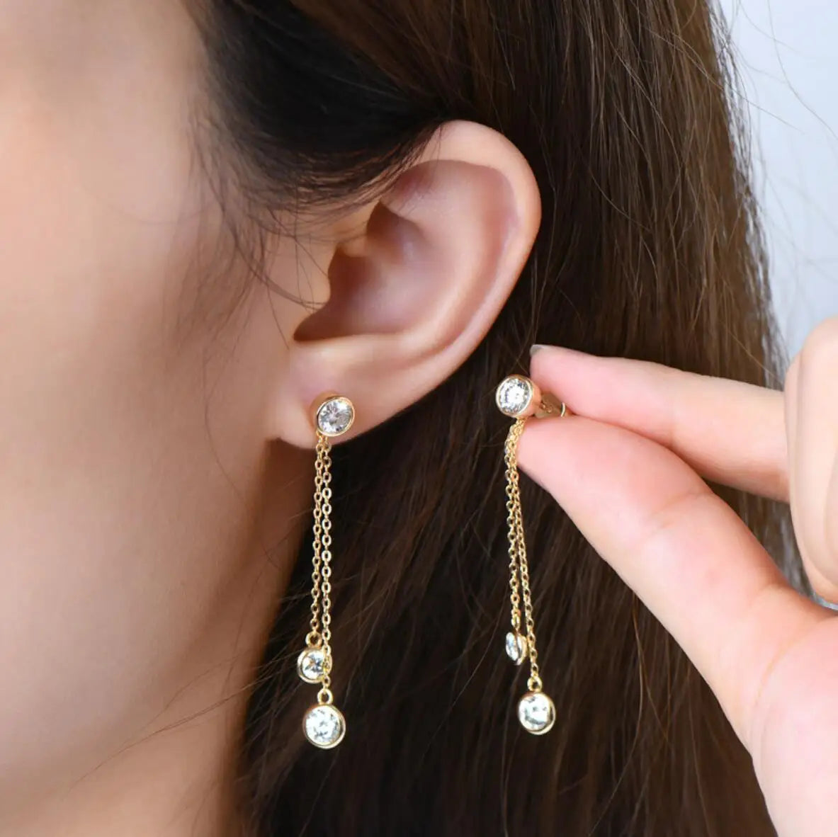 Brileon Seraphina™ Moissanite Tassel Drop Earrings - Brileon
