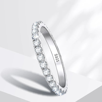 Brileon Eternal Spark Moissanite Eternity Band – 18K White Gold Plated S925 - Brileon