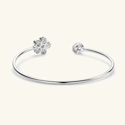 Lnngy Exquisite Flower Cuff Bracelet Bezel Moissanite Adjustable Bracelets For Women Girl 925 Sterling Silver Wrist Jewelry Gift - Brileon