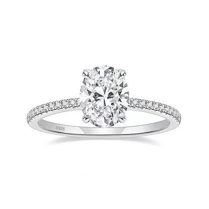 Brileon Elegance Oval Moissanite Ring – 18K White Gold Plated S925 - Brileon