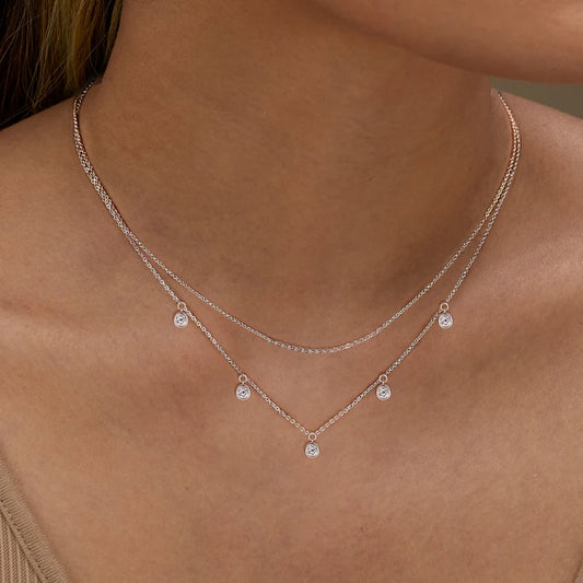 Brileon Celestelle Moissanite Double Layer Pendant Necklace - Brileon