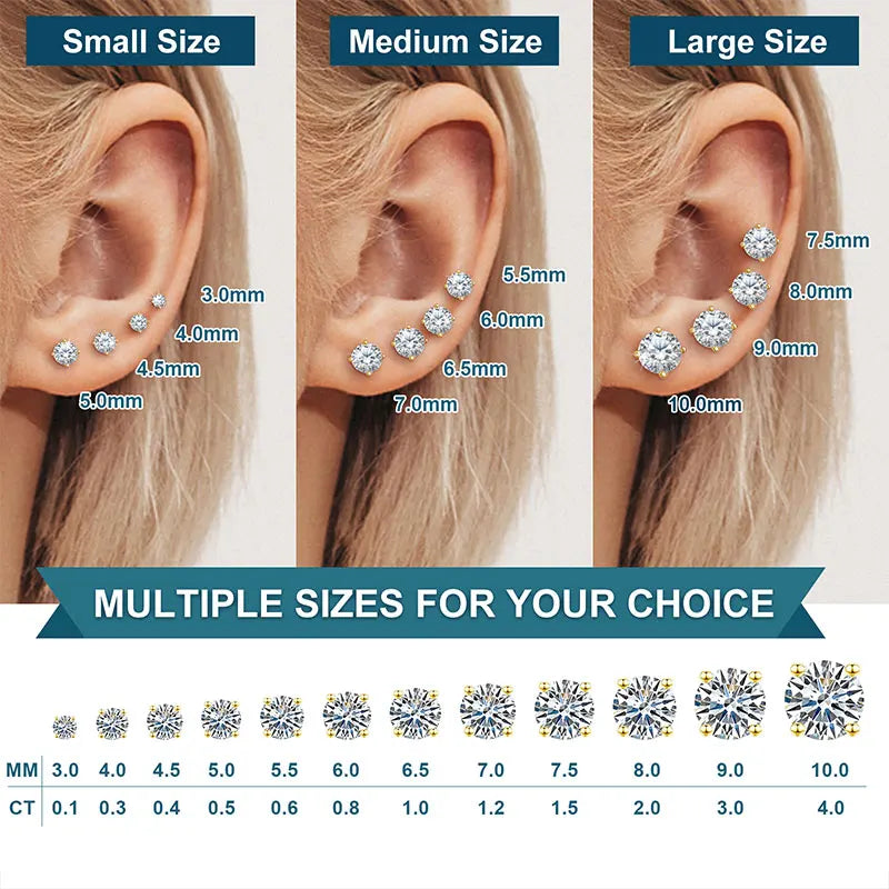 TUHE Unisex Classic Round Moissanite Earring For Women Jewelry 5MM/6MM/7/MM Silver 925 Fashion Earrings Women Gift - Brileon