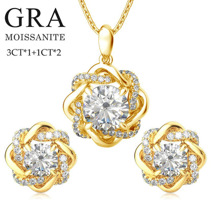 Brileon LuxeMoiss Original Moissanite Diamond Jewelry Set – Necklace and Earrings in 925 Silver with Certificate - Brileon