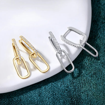 Brileon Moissanite Paperclip Hoop Earrings - Brileon