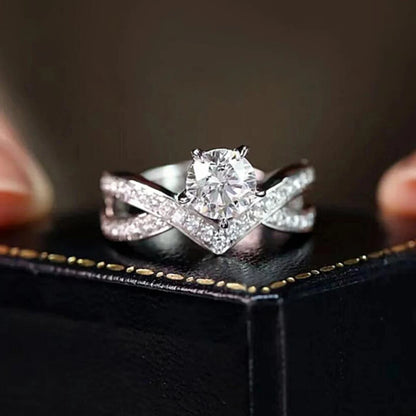 Brileon Elegant Celeste V-Crown Moissanite Ring - Brileon