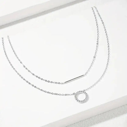 RAPRGOLD Moissanite Loop Pendant Necklace for Women 925 Sterling Silver Double Layer Clavicle Chain Necklaces Fine Jewelry Gifts - Brileon