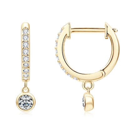 RAPRGOLD GRA Certified Round Moissanite Hoop Earrings for Women 925 Sterling Silver Huggie Earring Fine Jewelry Gifts Pendientes - Brileon