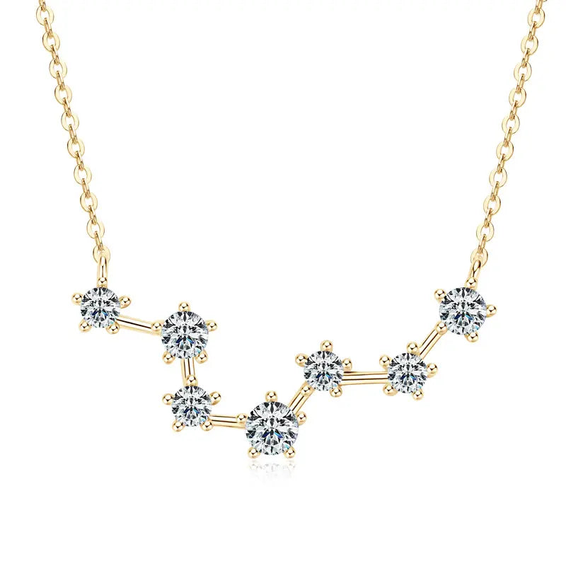RAPRGOLD D Color GRA Certified Moissanite Big Dipper Pendant Necklaces S925 Sterling Silver Women's Jewelry Chains for Wedding - Brileon