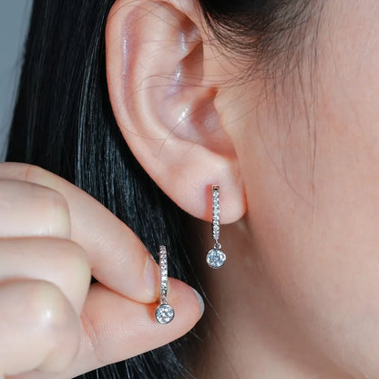 RAPRGOLD GRA Certified Round Moissanite Hoop Earrings for Women 925 Sterling Silver Huggie Earring Fine Jewelry Gifts Pendientes - Brileon