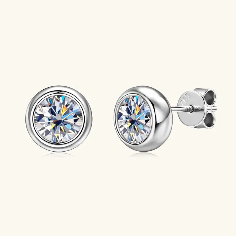 RAPRGOLD Round Moissanite Exquisite Stud Earring for Women S925 Sterling Silver Piercing Earrings Fine Jewelry Gifts Pendientes - Brileon