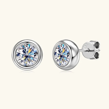 RAPRGOLD Round Moissanite Exquisite Stud Earring for Women S925 Sterling Silver Piercing Earrings Fine Jewelry Gifts Pendientes - Brileon