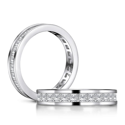 RAPRGOLD 2*2mm Fashion Princess Cut Light Luxury Zircon Ring Dainty 925 Sterling Silver Rings for Men Women Fine Jewelry Gift - Brileon