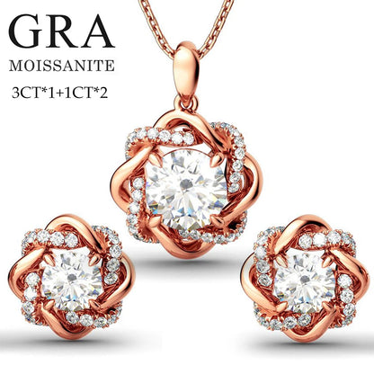 Brileon LuxeMoiss Original Moissanite Diamond Jewelry Set – Necklace and Earrings in 925 Silver with Certificate - Brileon