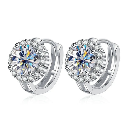 Serenty 2ct D Color Moissanite Hoop Earrings For Women Wedding Bridal S925 Sterling Silver Couples Stud Earring Anniversary Gift - Brileon